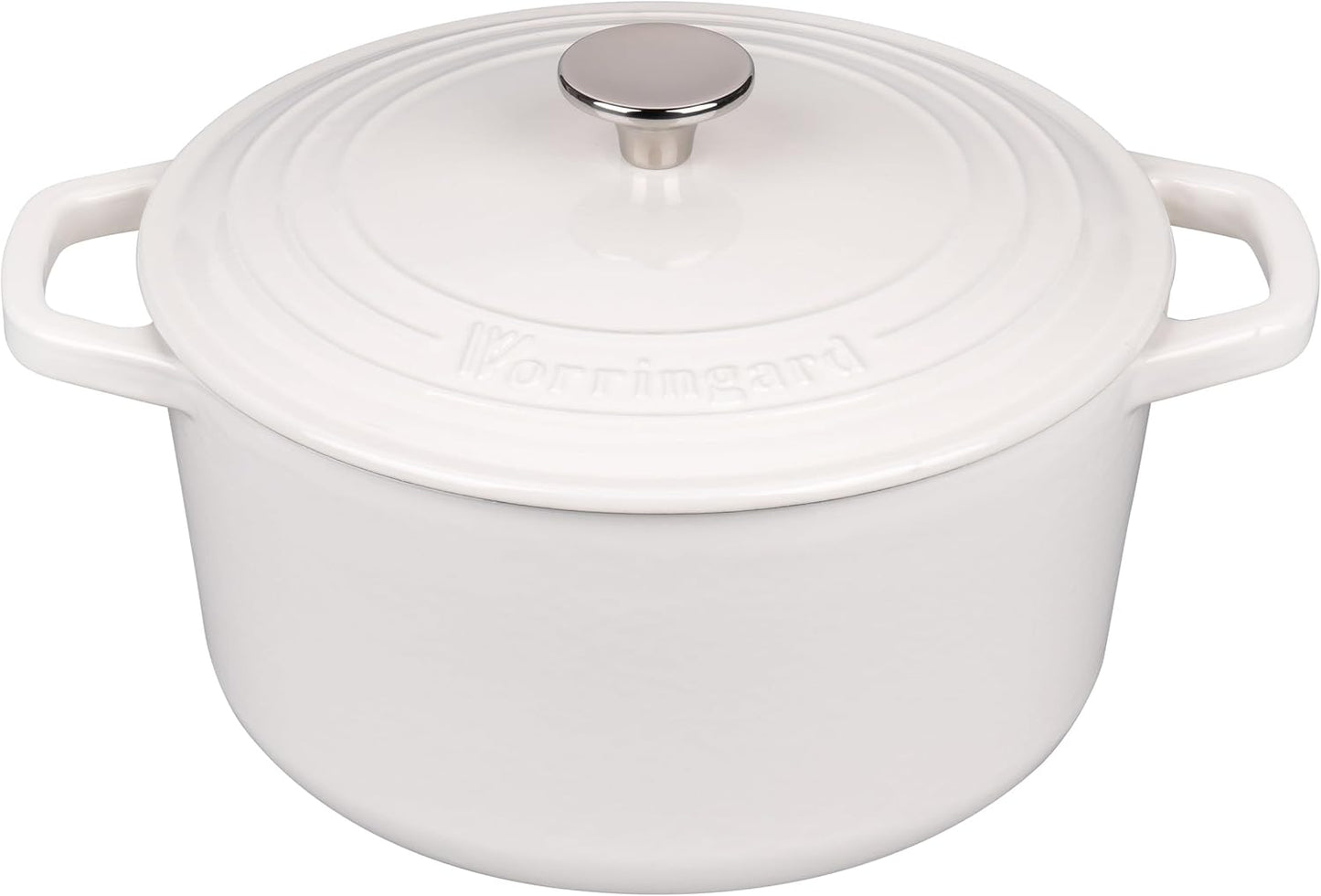 VORRINGARD Enameled Cast Iron Dutch Oven - 6QT Round Bread Baking Pot with Lid & Sourdough Set | White