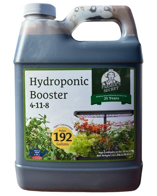 Farmer's Secret Hydroponic Booster Fertilizer - Super Concentrated 4-11-8 Formula for Hydroponics | 32oz
