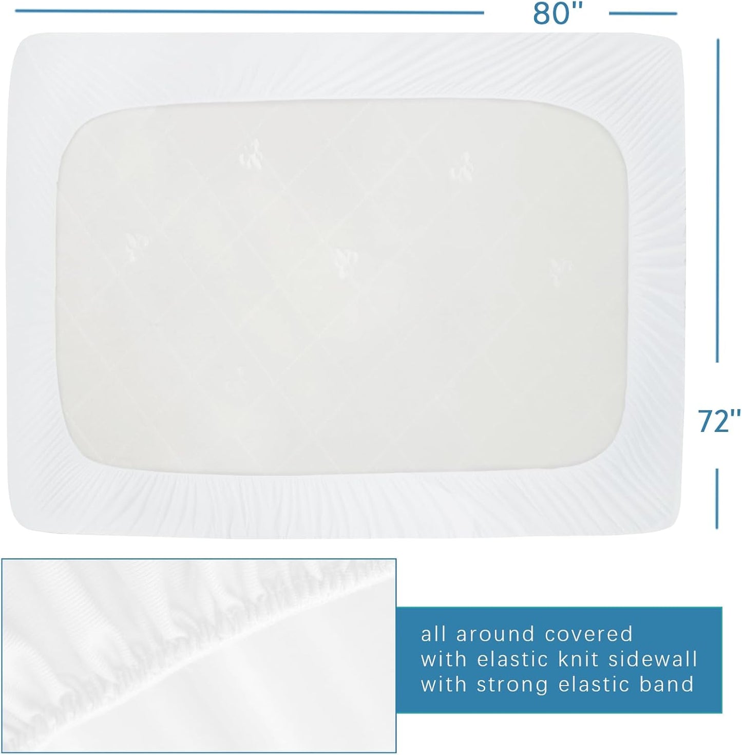 RV King Terry Mattress Protector - Waterproof & Ultra Soft Fitted Cover | 72''×80'' for 14'' Depth
