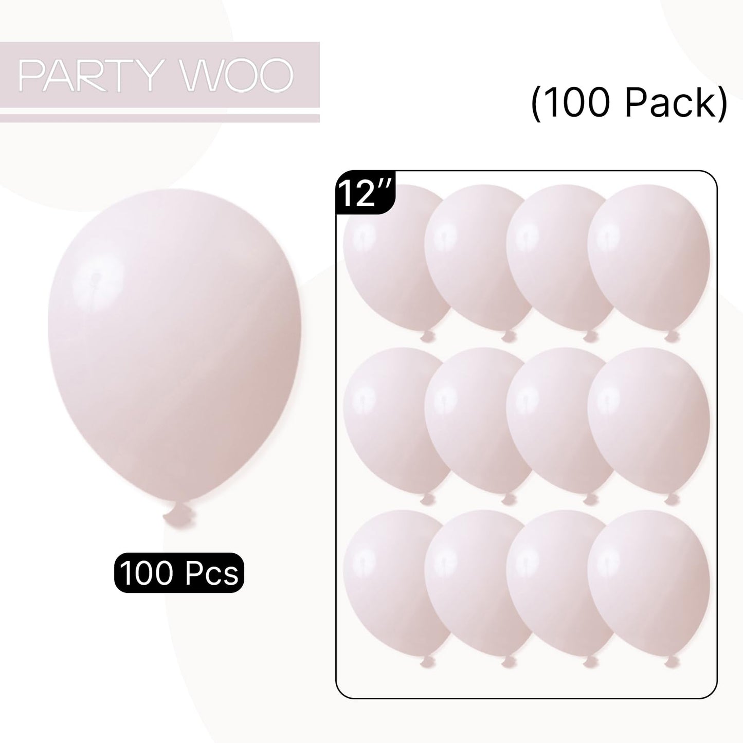 PartyWoo Beige Balloons 100pcs 12 Inch Boho Cream Ivory Neutral White Latex Balloons for Graduation Wedding Anniversary Engagement Bridal Shower Baby Shower Birthday Party Decorations White-F60
