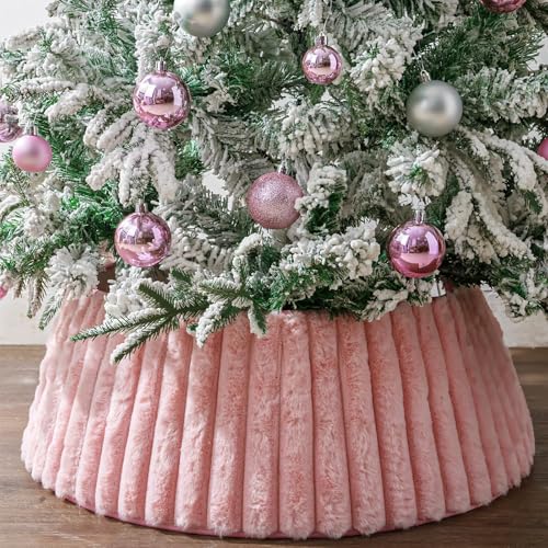 Christmas Tree Collar, Pink Luxury Plush Faux Fur Rustic Collar with