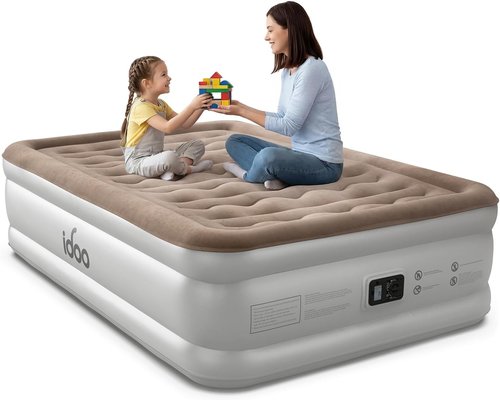 iDOO Air Mattress - Full Size Inflatable Bed with Built-In Pump | Portable & Durable for Camping and Home