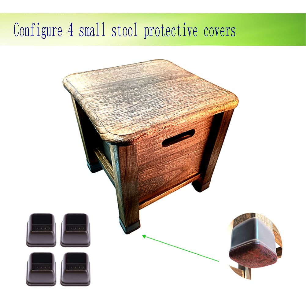 Lizipai Chestnut Brand Short Stool, Solid Wood Stool, Small, Brown, Pine Wood, Rustic, Square, 11.8" x 11.8" x 25cm, Wooden-Footstool