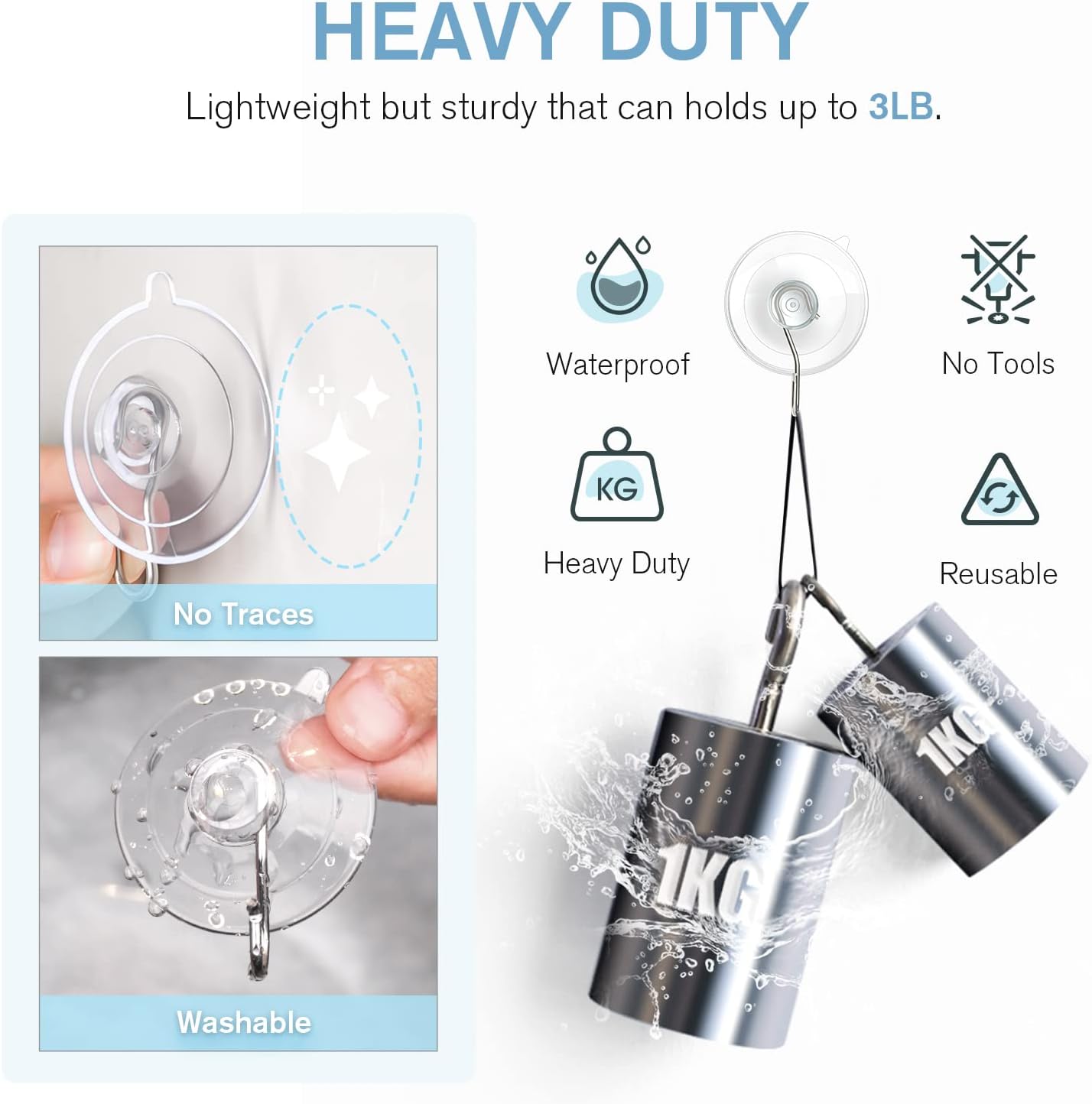 VIS'V Suction Cup Hooks - 1.77 Inch Clear Window Hooks | Removable & Reusable, 12 Pack