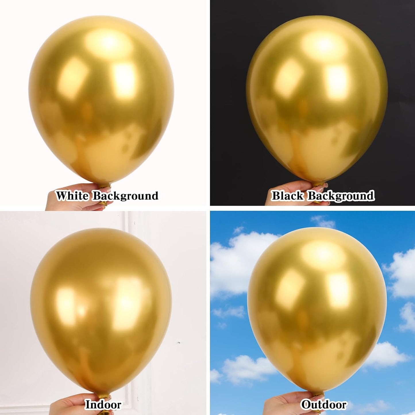 RUBFAC Metallic Gold Balloons - 154pcs Latex Balloon Garland Kit for Birthday, Graduation & Wedding Decor | 5-18 Inch Sizes