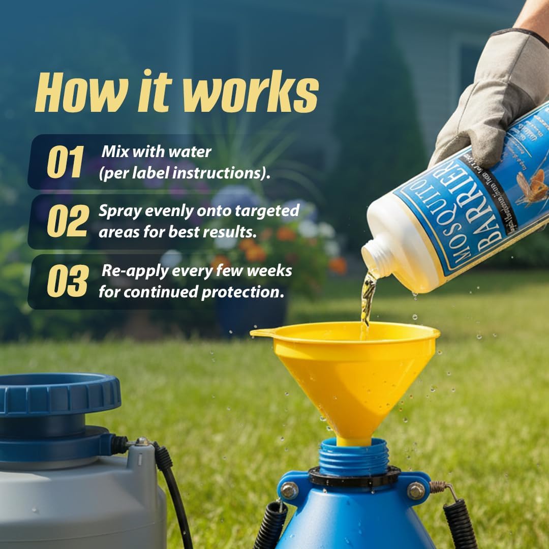 Mosquito Barrier | Liquid Garlic Mosquito Repellent Concentrate - 32 fl oz for Effective Outdoor Protection