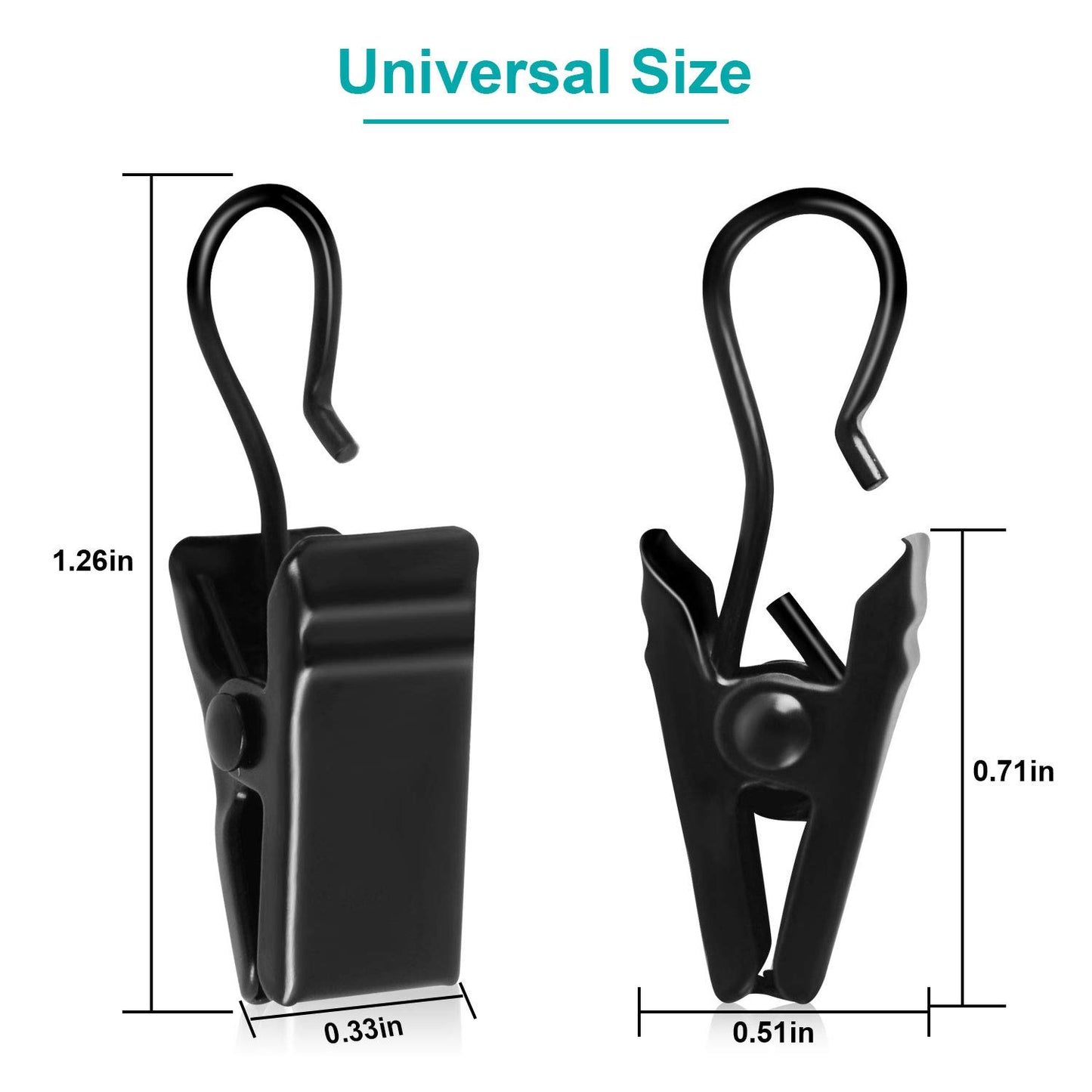 50 Pack Small Heavy-Duty Hook Clip Set Curtain Clips for Curtain Photos Home Decoration Art Craft Display Stand Hang Clip (Black)
