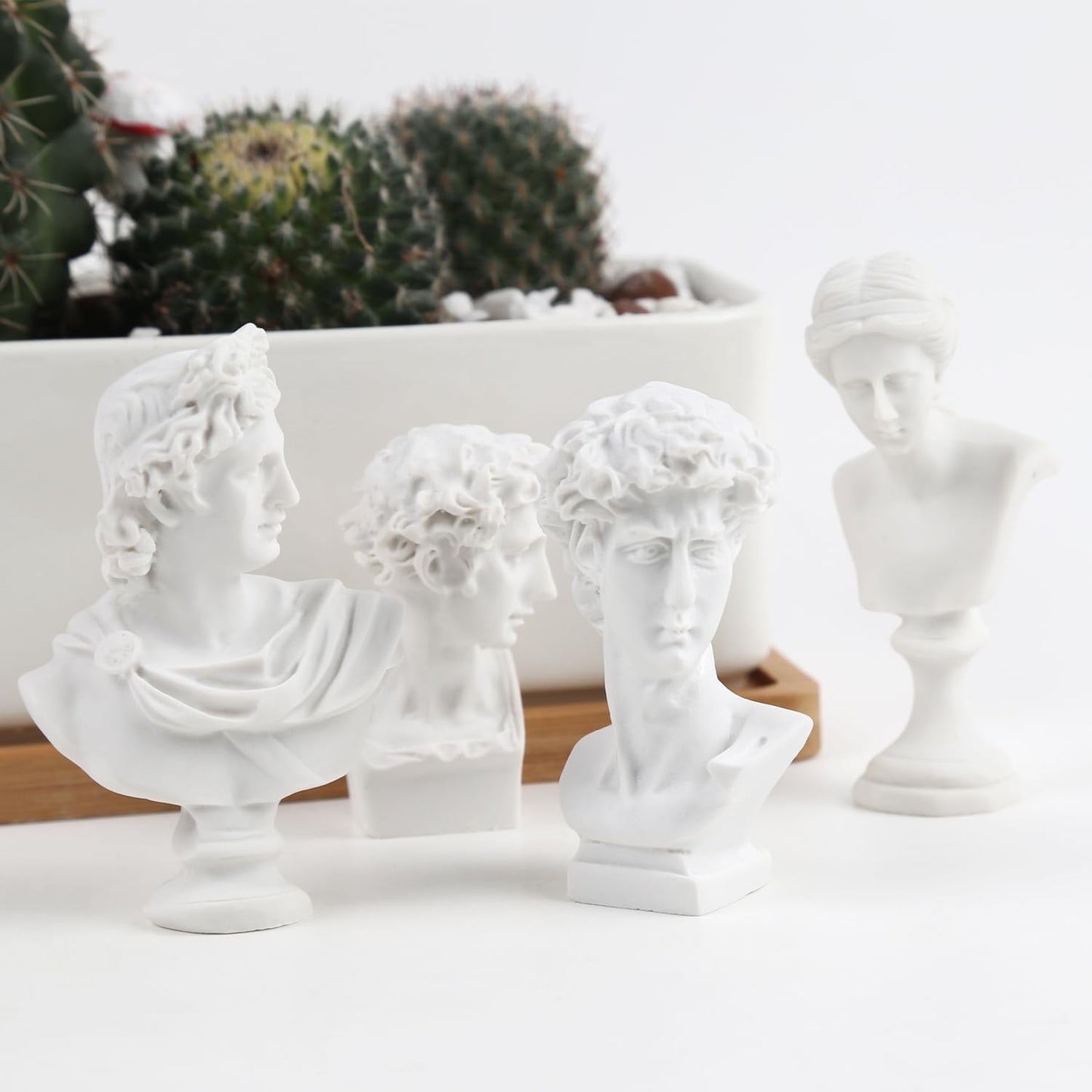 Skiennix Mini Greek Statues - Mythology Figurines | 4 Pcs Resin Busts for Home & Office Decor