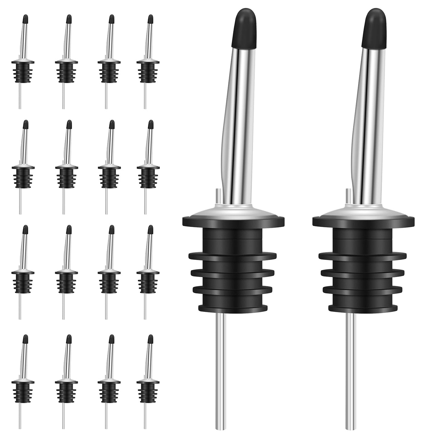 24 Pack Liquor Pour Spouts Set - Stainless Steel bottle spout and Liquor Pourers Dust Caps Covers