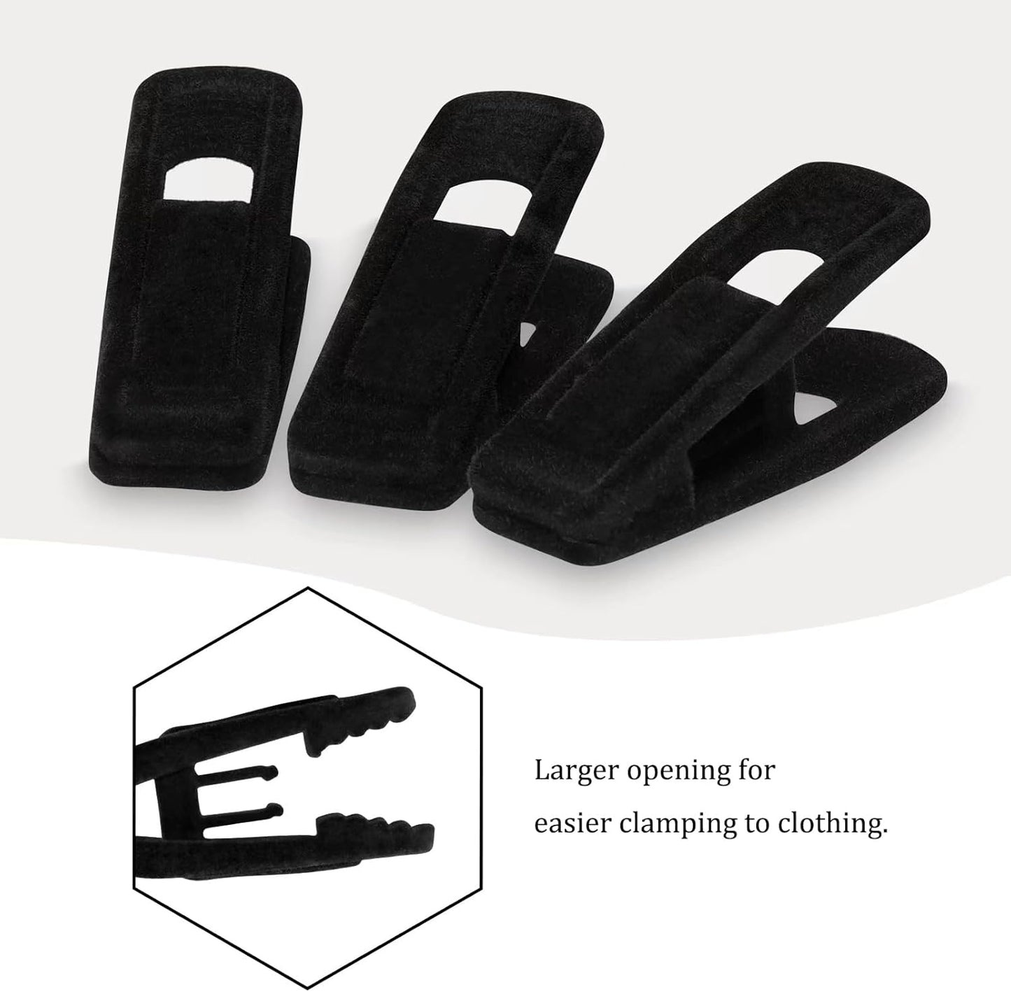 Tinfol Velvet Hanger Clips - 24 Pack Black Clothes Pin Clips with Large Opening for Slim-Line Hangers