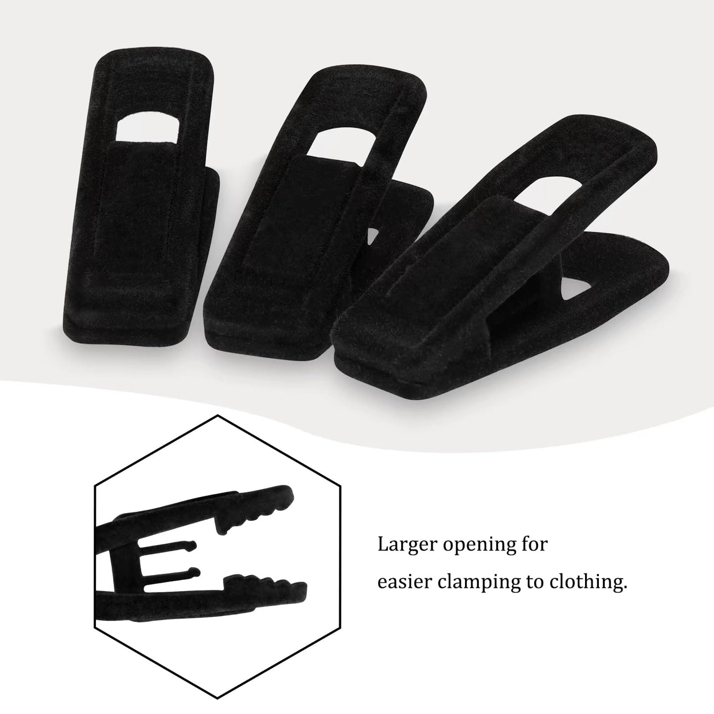 Tinfol Velvet Hanger Clips, 24 Pack Black Pants Hangers Clips, Large Opening Clothes Pin, Strong Finger Flocked Clip Perfect for Use with Slim-line Clothes Velvet Hanger