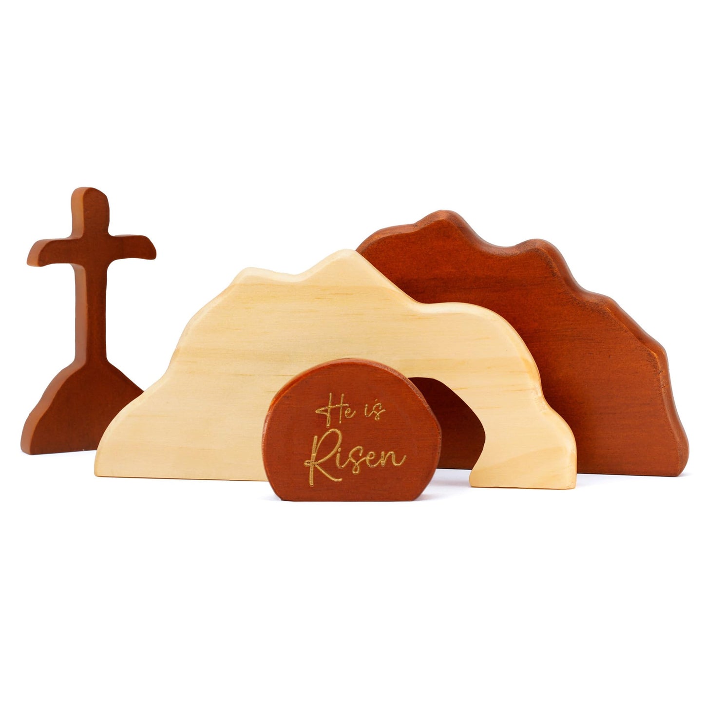 Empty Tomb Scene Spring Easter Decorations, He is Risen Natural Wood Easter Decor, Christian Resurrection Scene, Religious Easter Decorations for Home, Church, Office, He is Risen Table Decor Gifts