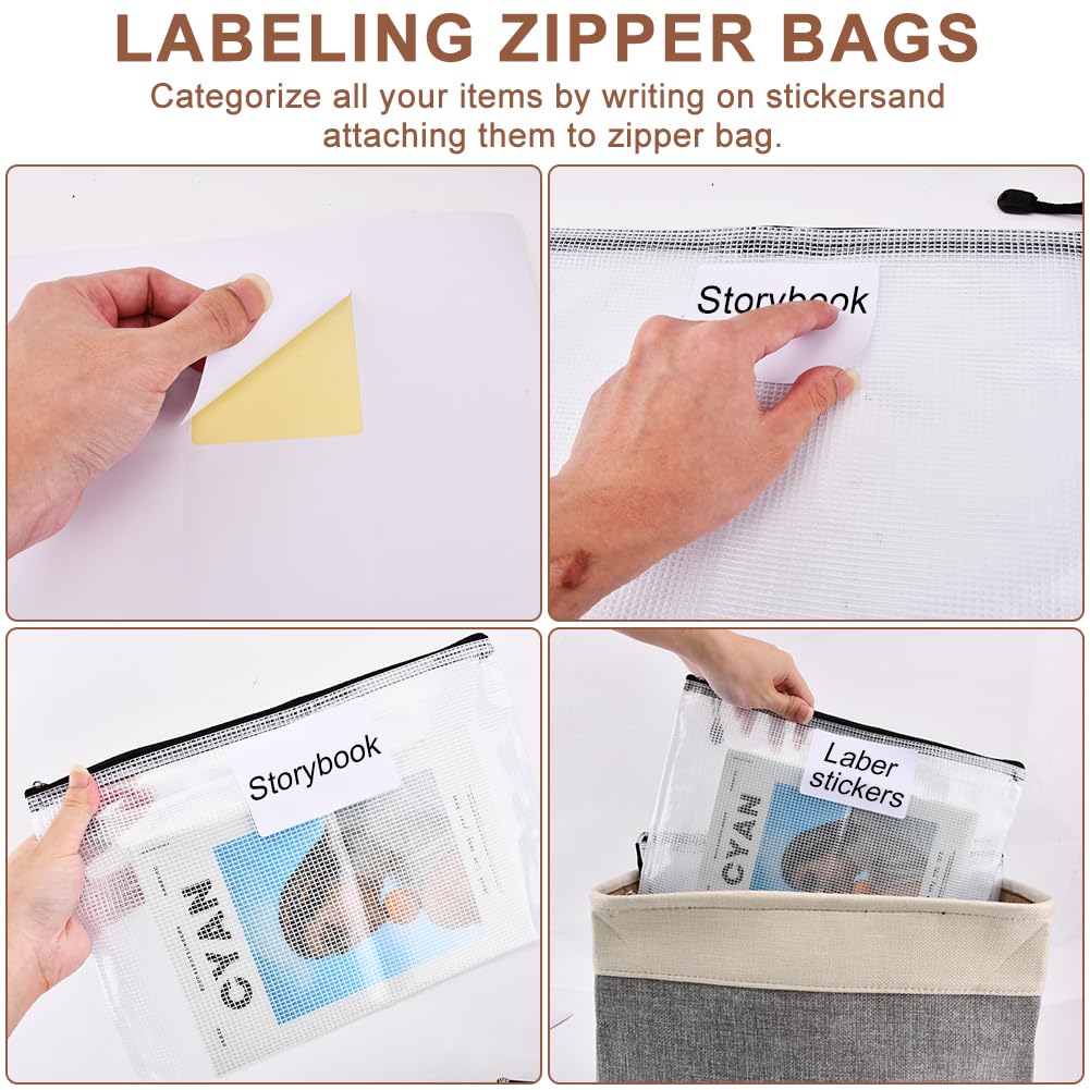 NINEFOX Board Game Storage, Board Game Organizer, with 10 Pcs Zipper Bags and 20 Sheets Writable Stickers, Suitable for Puzzle Storage, Toys, Document (1 Pack-Grey)