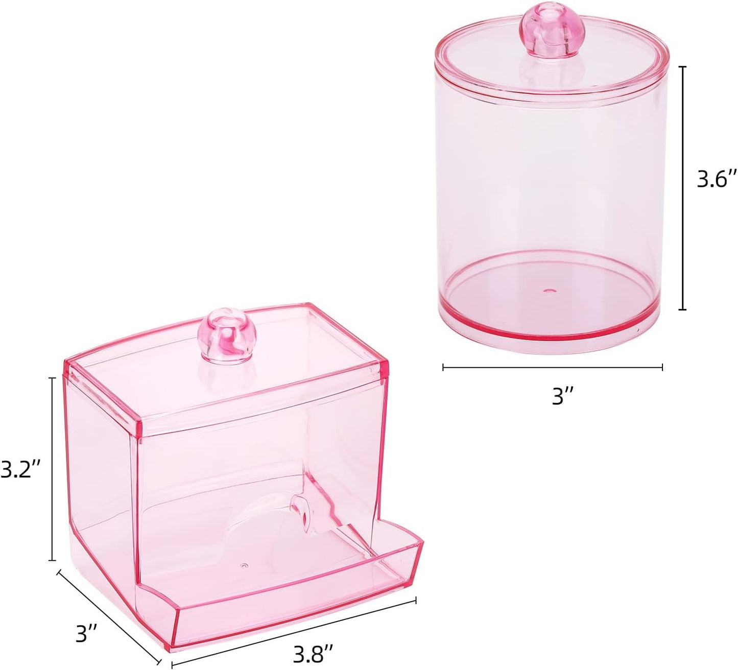 Tbestmax Cotton Swab Dispenser - Stylish Pink Apothecary Jar Organizer for Bathroom | 10 oz Capacity