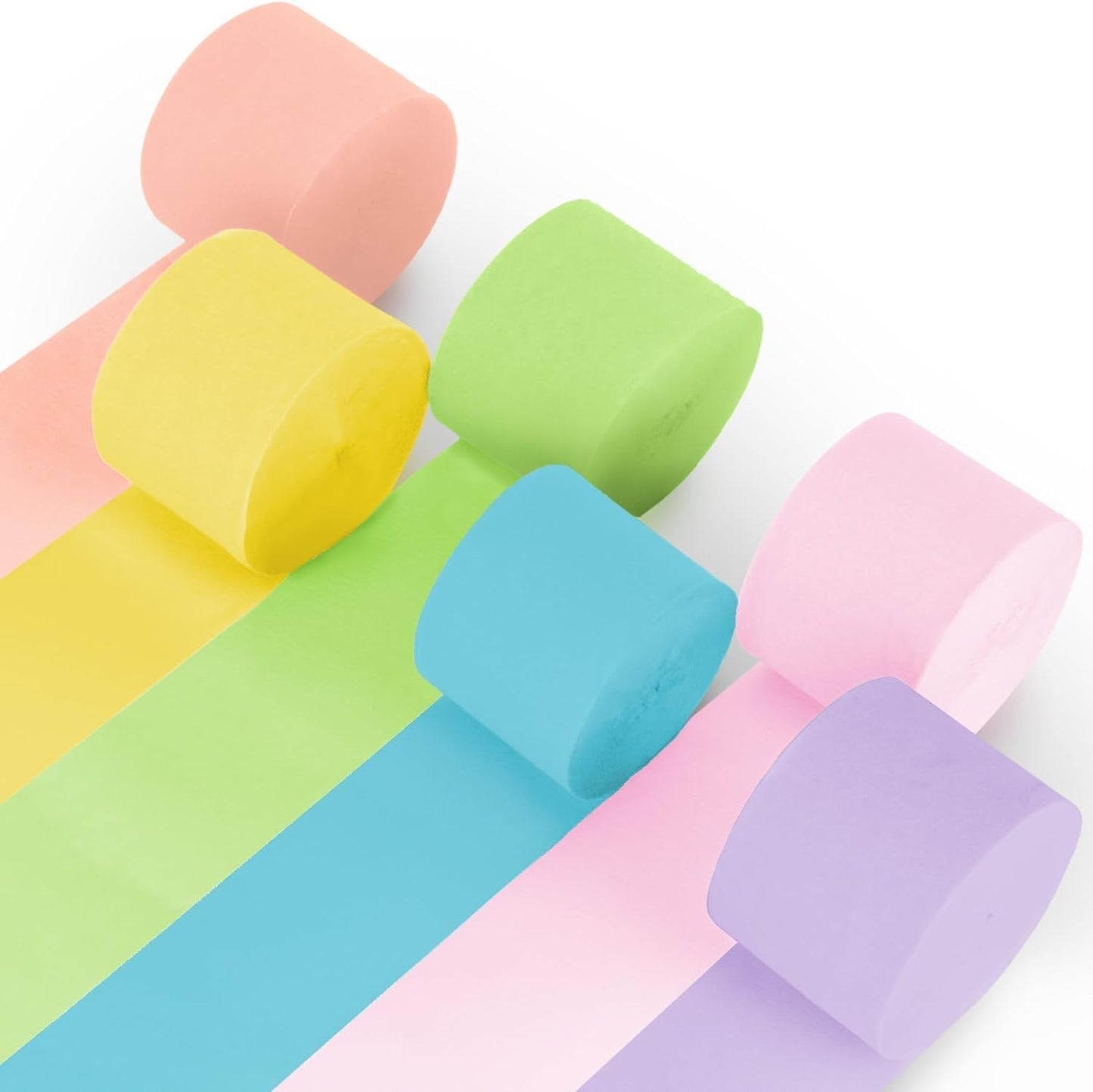MAQIHAN Pastel Crepe Paper Streamers - 6 Rolls, 492ft for Valentine's, Easter & Birthday Decor