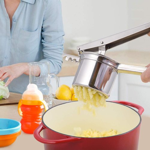 **Skiennix Heavy-Duty Stainless Steel Potato Ricer - 15oz Masher with 3 Interchangeable Discs**