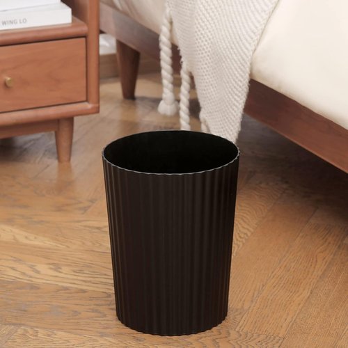 JiatuA Small Trash Can - Round Plastic Wastebasket for Bathroom, Kitchen, Office | Black Color