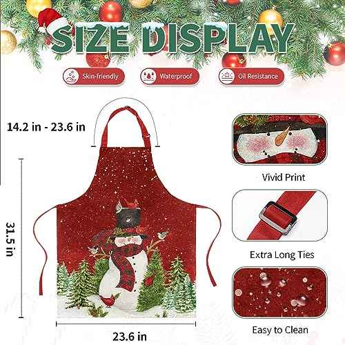 BOHARERS Christmas Apron for Women Adjustable Bib Kitchen Aprons, Snowman Holiday Apron for Party,Christmas Decorations