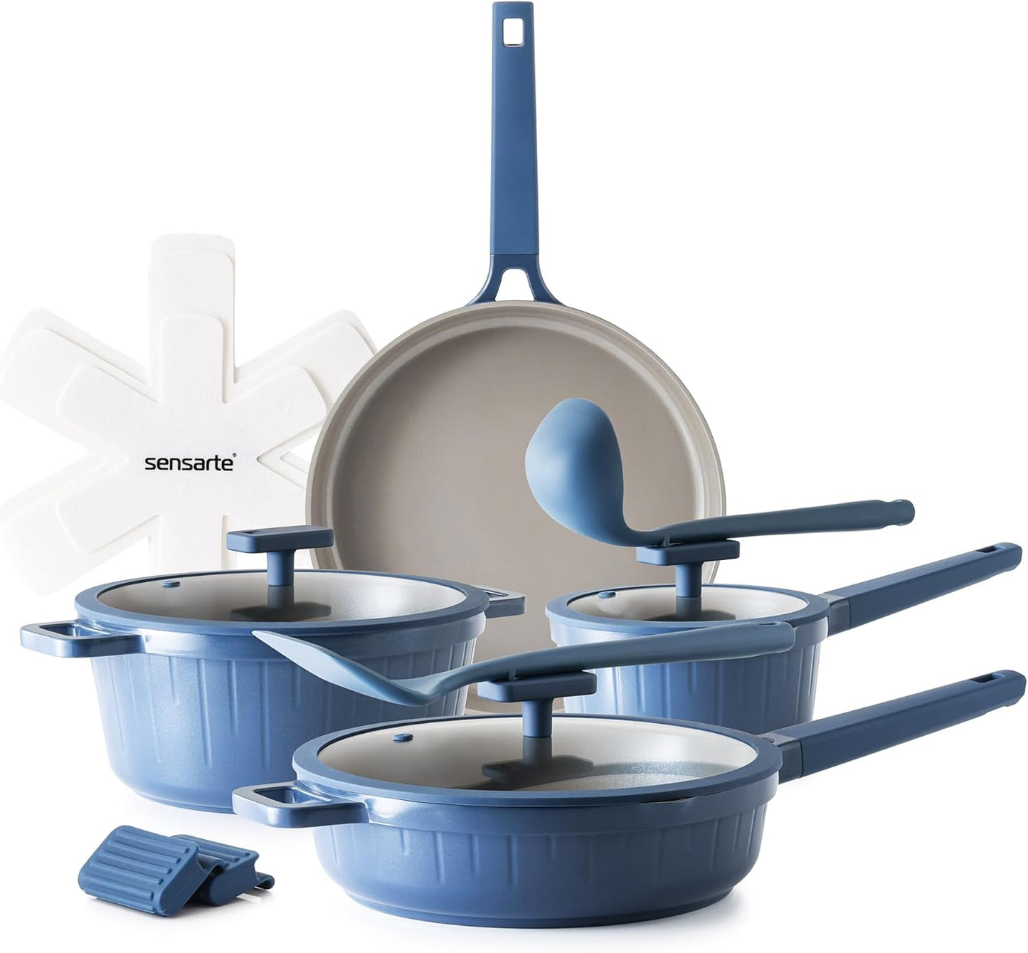 SENSARTE Ceramic Cookware Set - Non-Toxic 14-Piece Nonstick Pots & Pans - Dishwasher Safe, Induction Ready