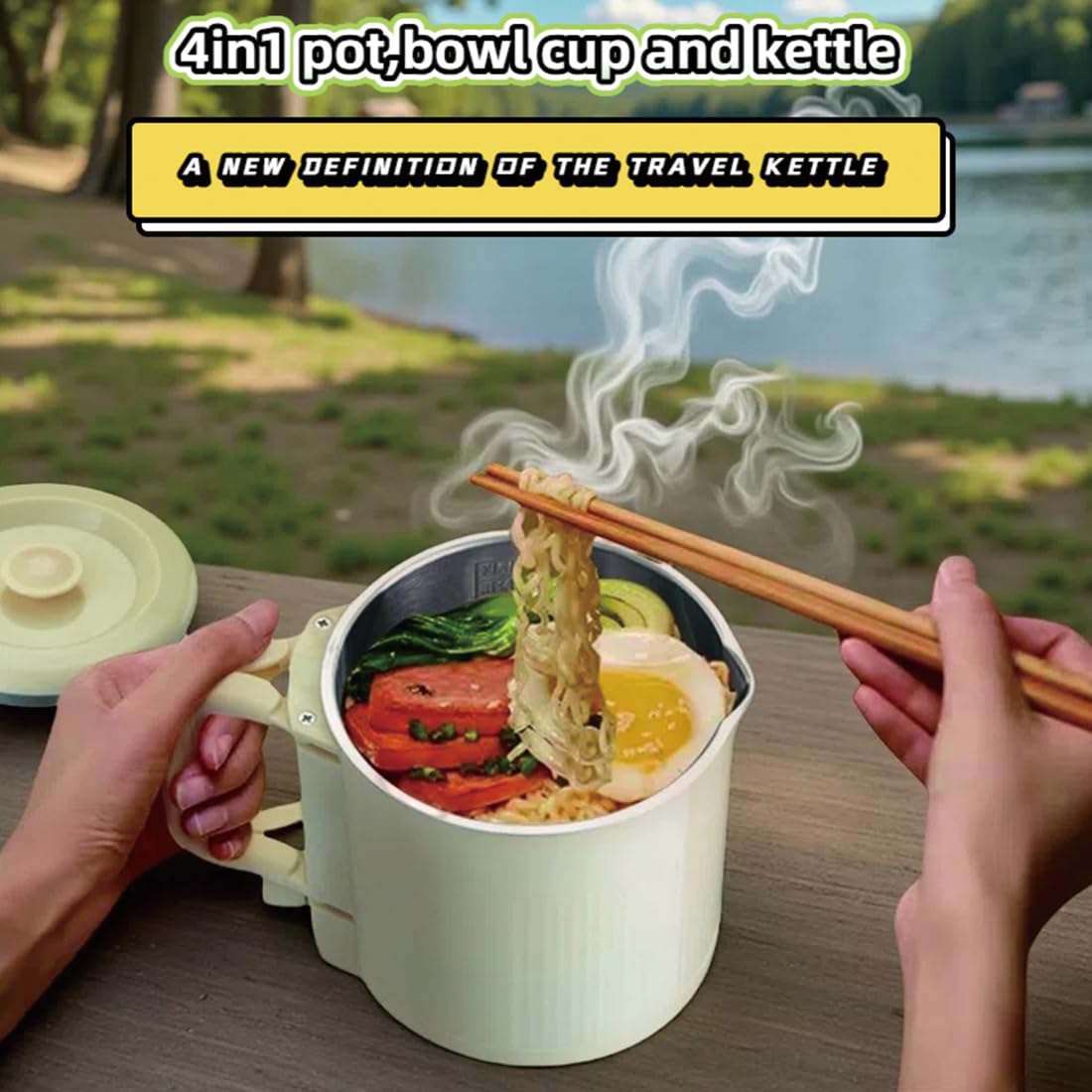 Premium Travel-Friendly Foldable Electric Kettle - 21oz Hot Water Boiler with for Coffee, Tea & Instant Drinks, Portable & Space-Saving Design for Camping, RV Trips & Hotel Stays, US Plug