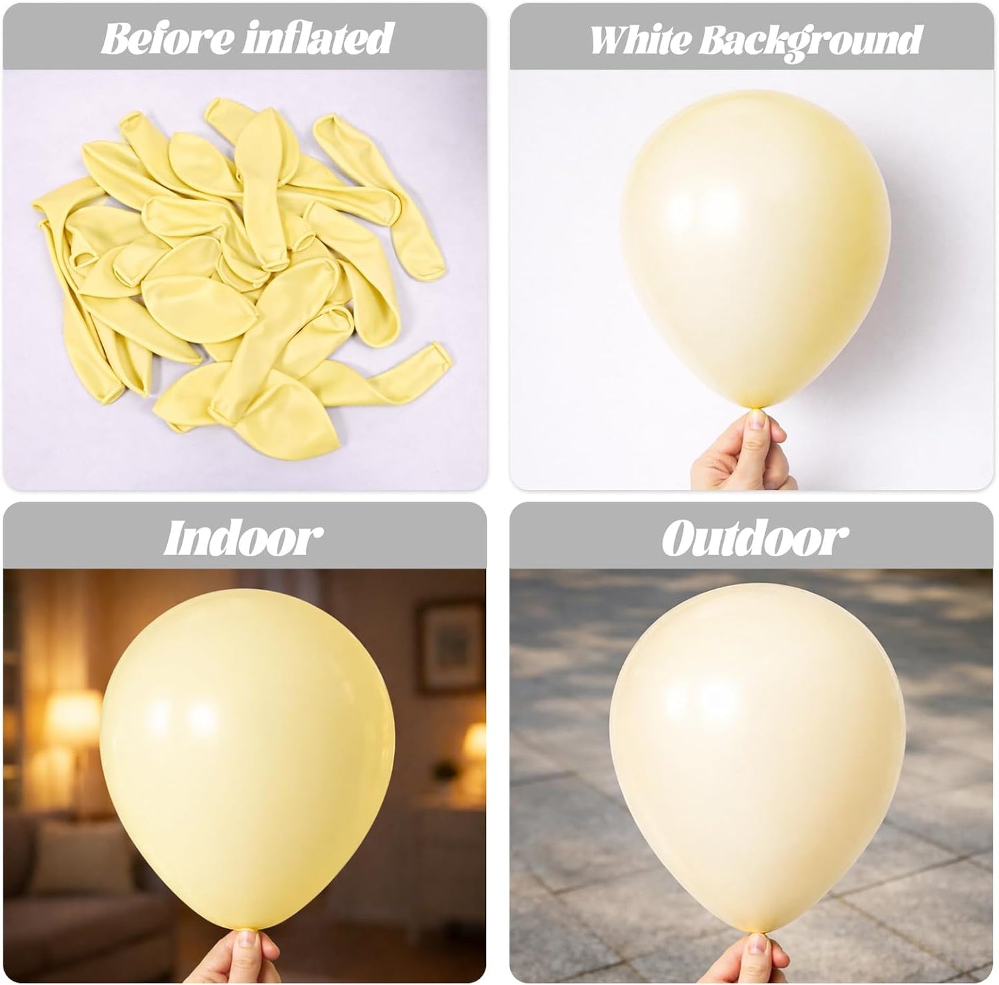 Voircoloria 110pcs Pastel Yellow Balloons - 12 Inch Light Yellow Latex for Graduation, Weddings & Parties
