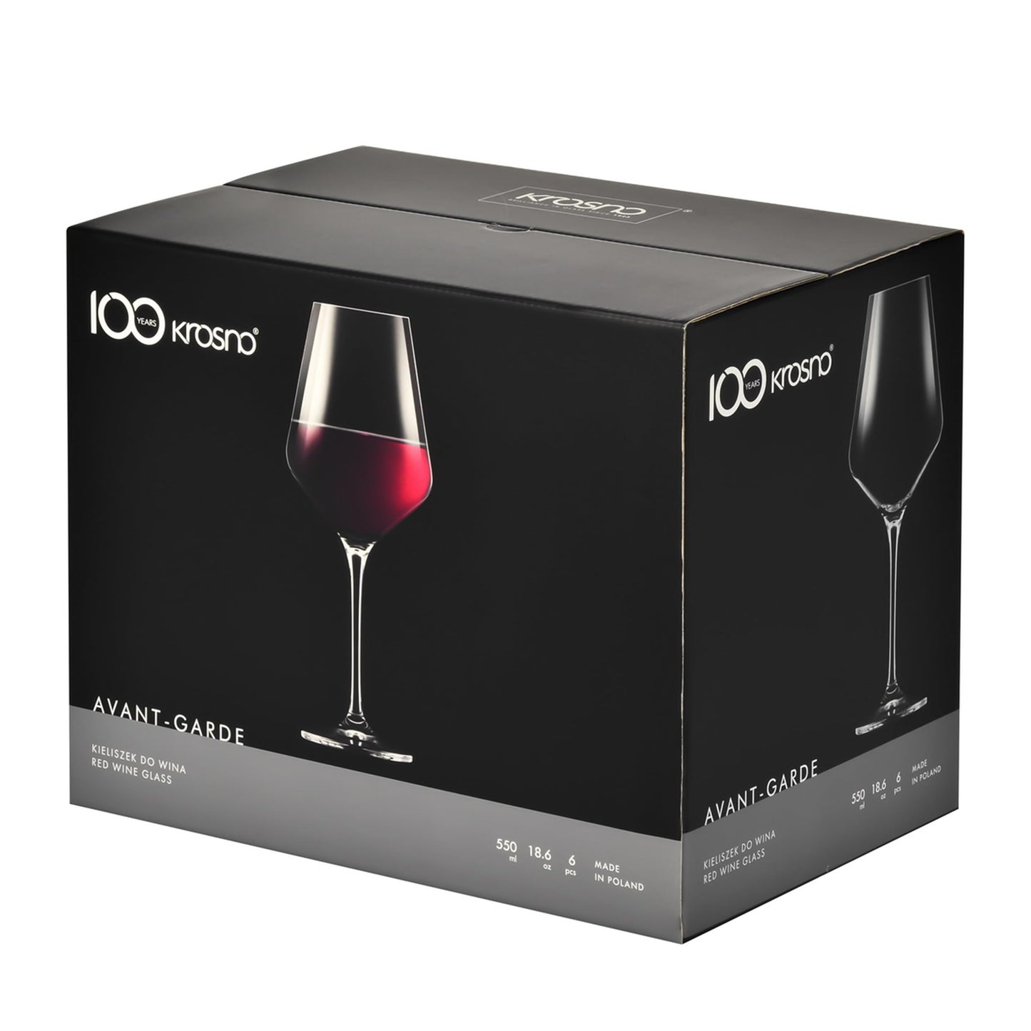 Krosno Classic Red Wine Glasses Set of 6 pieces, 16.6 oz, Avant-Garde Collection, Crystal Glass Thin Rim Long Stem Unique Elegant Premium, Dishwasher Safe, Made in Europe