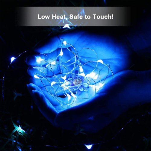 Ariceleo Led Fairy Lights Battery Operated, 4 Packs Mini Battery Powered Copper Wire Starry Fairy Lights for Bedroom, Christmas, Parties, Wedding, Centerpiece, Decoration (5m/16ft Blue)