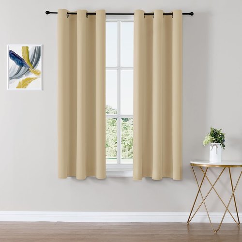 ChrisDowa Blackout Curtains - Thermal Insulated Room Darkening Grommet Panels, 54 Inches Long, Biscotti Beige (Set of 2)