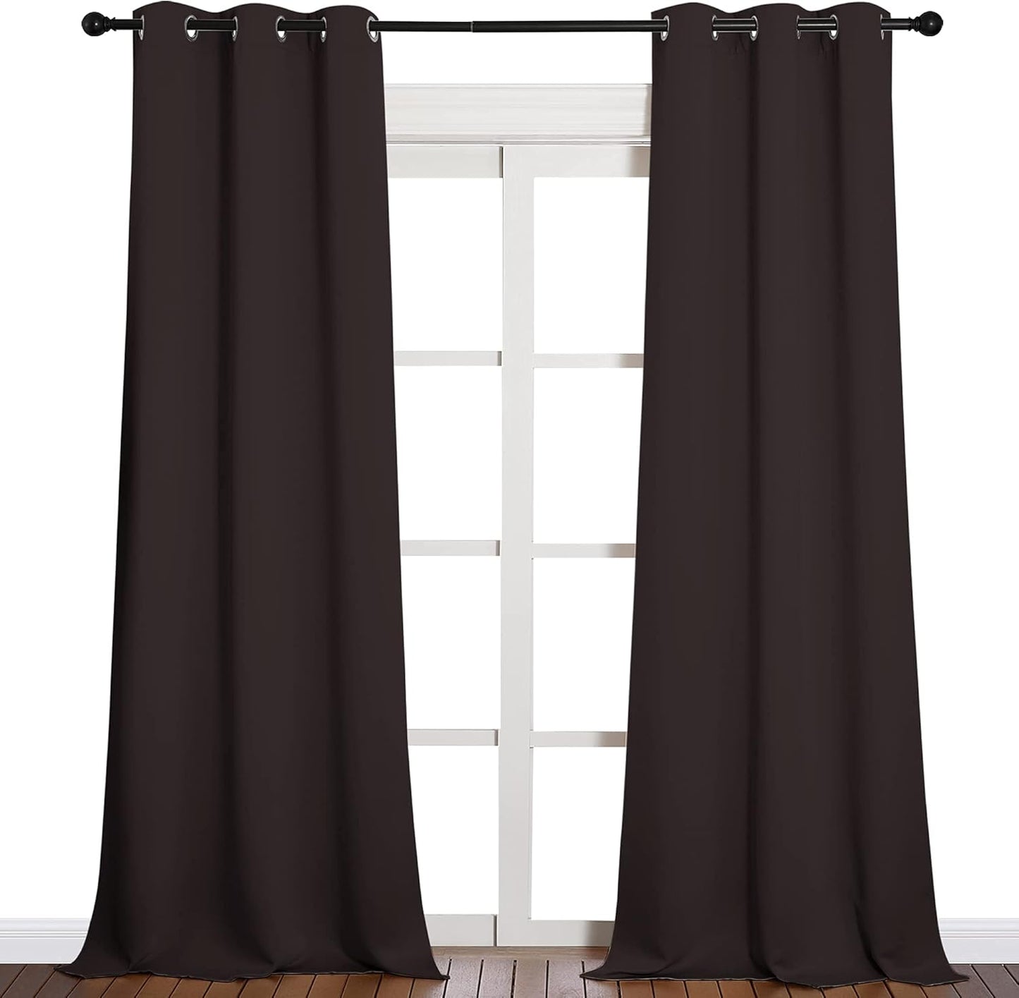NICETOWN Blackout Window Curtains - Thermal Insulated Grommet Drapes for Bedroom & Living Room | Brown, Set of 2 (W42 x L90)