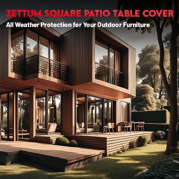 Zettum Patio Furniture Cover - Heavy Duty Waterproof 600D Square Cover for 86-Inch Outdoor Dining Set
