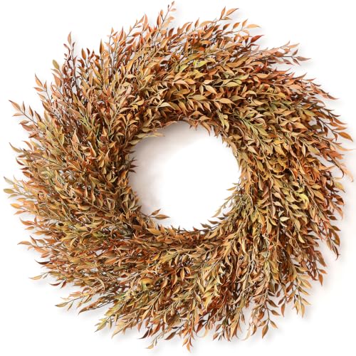 Artificial Fall Nandina Wreath 26 Inch for Front Door Decoration - Orange Green