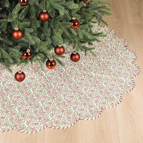 MiniInflat 60 Inch Christmas Tree Skirt - Red and Green Holiday Decor