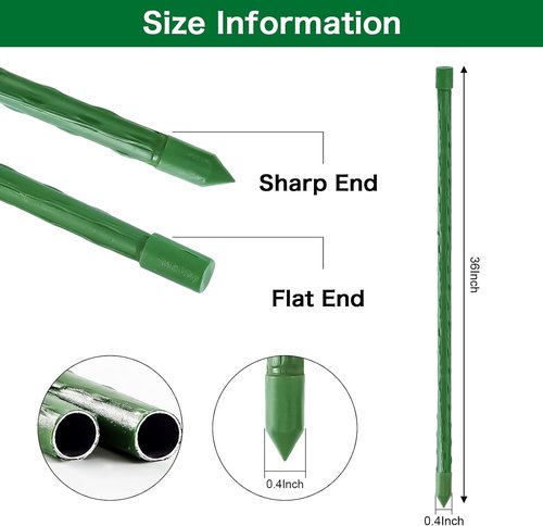 Feed Garden Garden Stakes - 36 Inch Metal Plant Support Sticks | Sturdy, Plastic Coated, 25 Pack