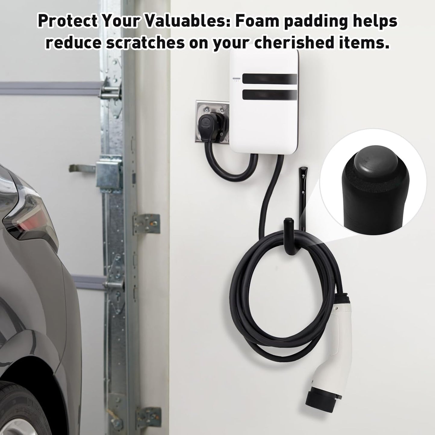 KURUI 10" Heavy Duty Garage Wall Hooks - 66 LB Capacity Hose Holder for Ladders & Tools | 4 Pack, Black