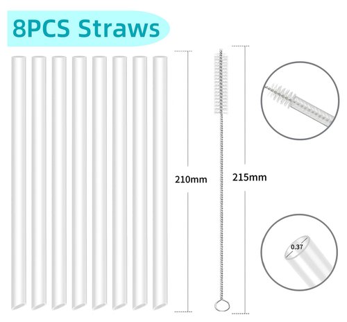 Joshey Replacement Straws for Stanley IceFlow 2.0 Flip Tumbler 24 oz (Only), 8 Pack BPA-Free Straws with 2 Cleaning Brushes, IceFlow 2.0 Accessories Parts