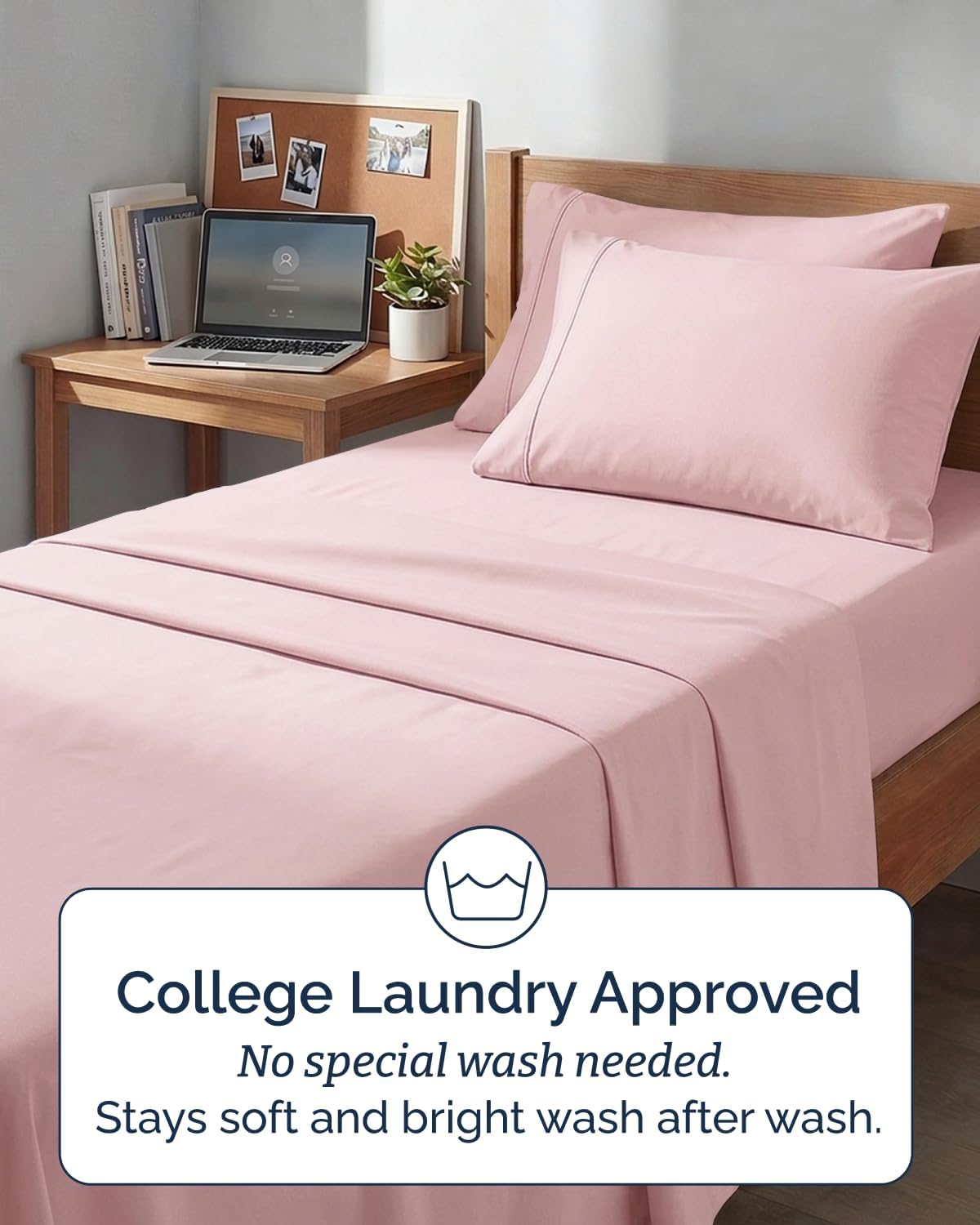 Skiennix Extra Deep Twin XL Sheet Set | 4-Piece Breathable Cooling Bedding - Soft, Wrinkle-Free Baby Pink