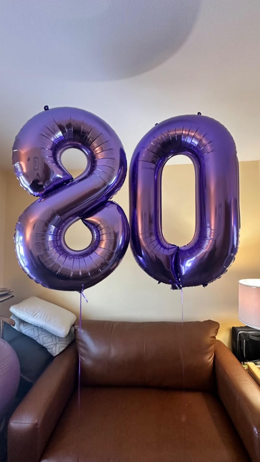 Skiennix 40-Inch Purple Number Balloons - 18th Birthday Party Decorations for Men & Women
