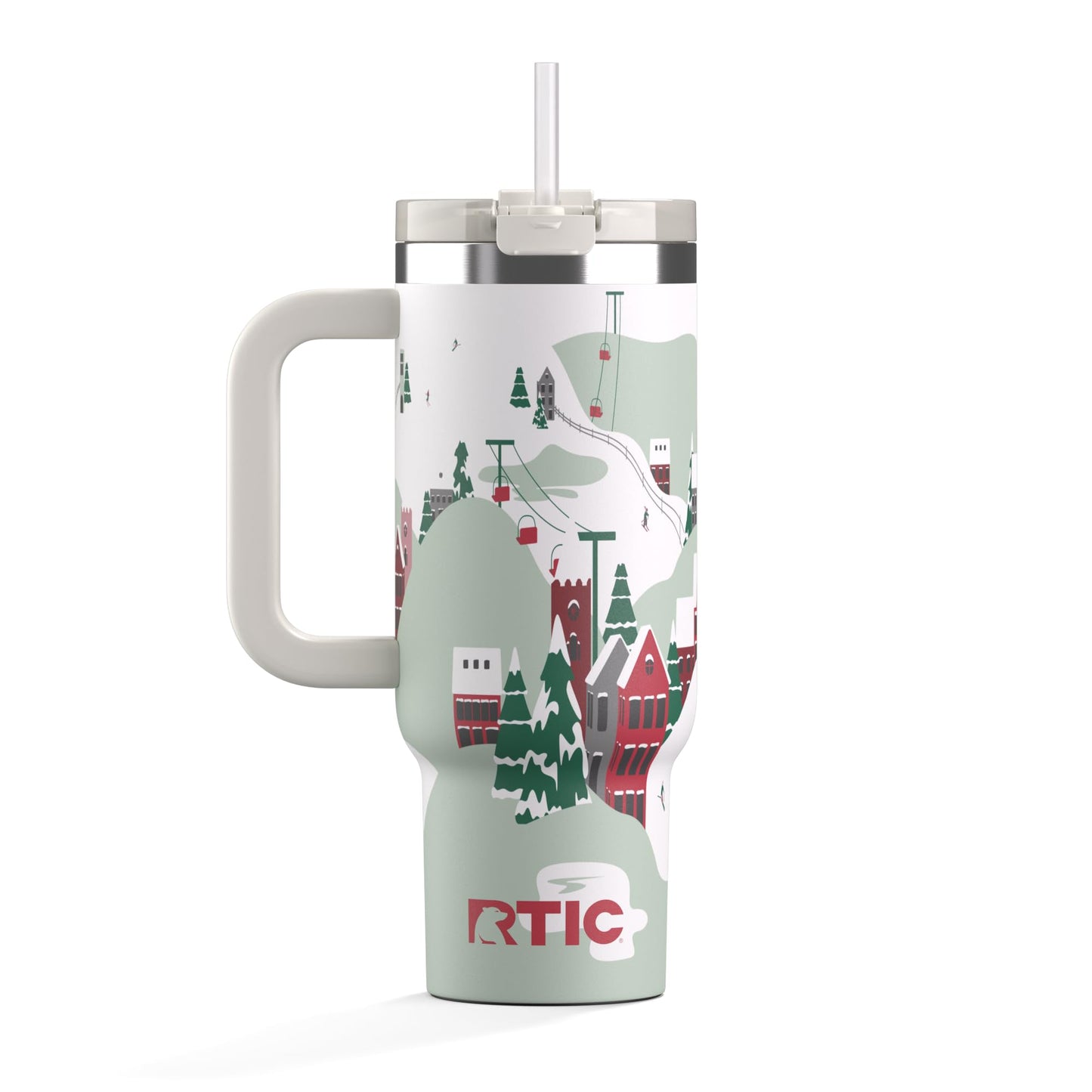 RTIC Road Trip Tumbler Double-Walled Insulated Stainless Steel Portable Travel Coffee Mug Cup with Lid, Handle and Straw