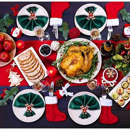 Gift Boutique - 100 Pieces Christmas Paper Napkin Rings Xmas Red & White Candy Cane Napkin Ring Holders Napkins Band for Winter Home, Kitchen, Dinner, Wedding, Party Supplies Tableware Decorations