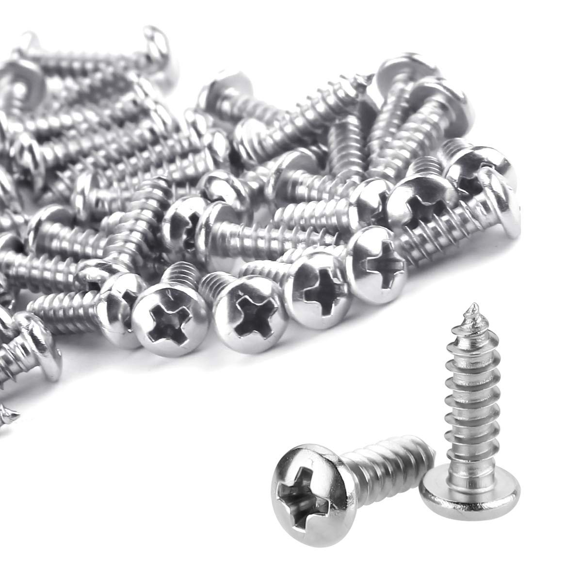 LOKMAN 50 Pack 1/2 Inch Rope Light P-Style Mounting Clips with Compatible Stainless Steel Pan Head Phillips Screws White