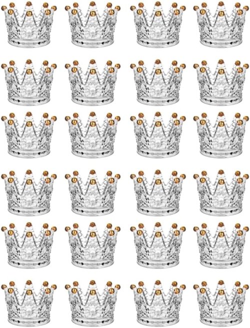 Crown Glass Tealight Candle Holders - Set of 24 Elegant Votive Holders for Weddings & Home Decor