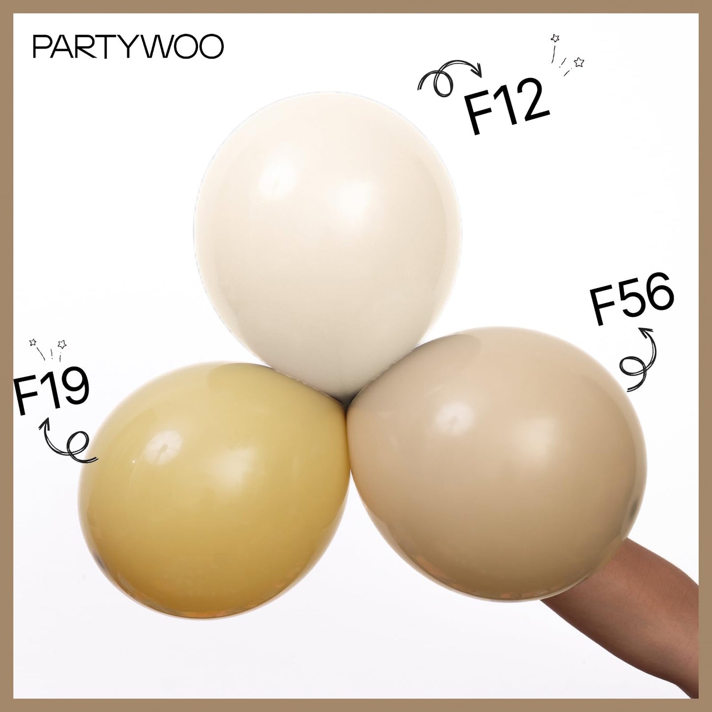 PartyWoo Tan Balloons 100 pcs 12 Inch Light Brown Neutral Boho Coffee Latex Helium Balloons for Wedding Baby Shower Gender Reveal Graduation Safari Woodland Birthday Party Decorations Tan-F19