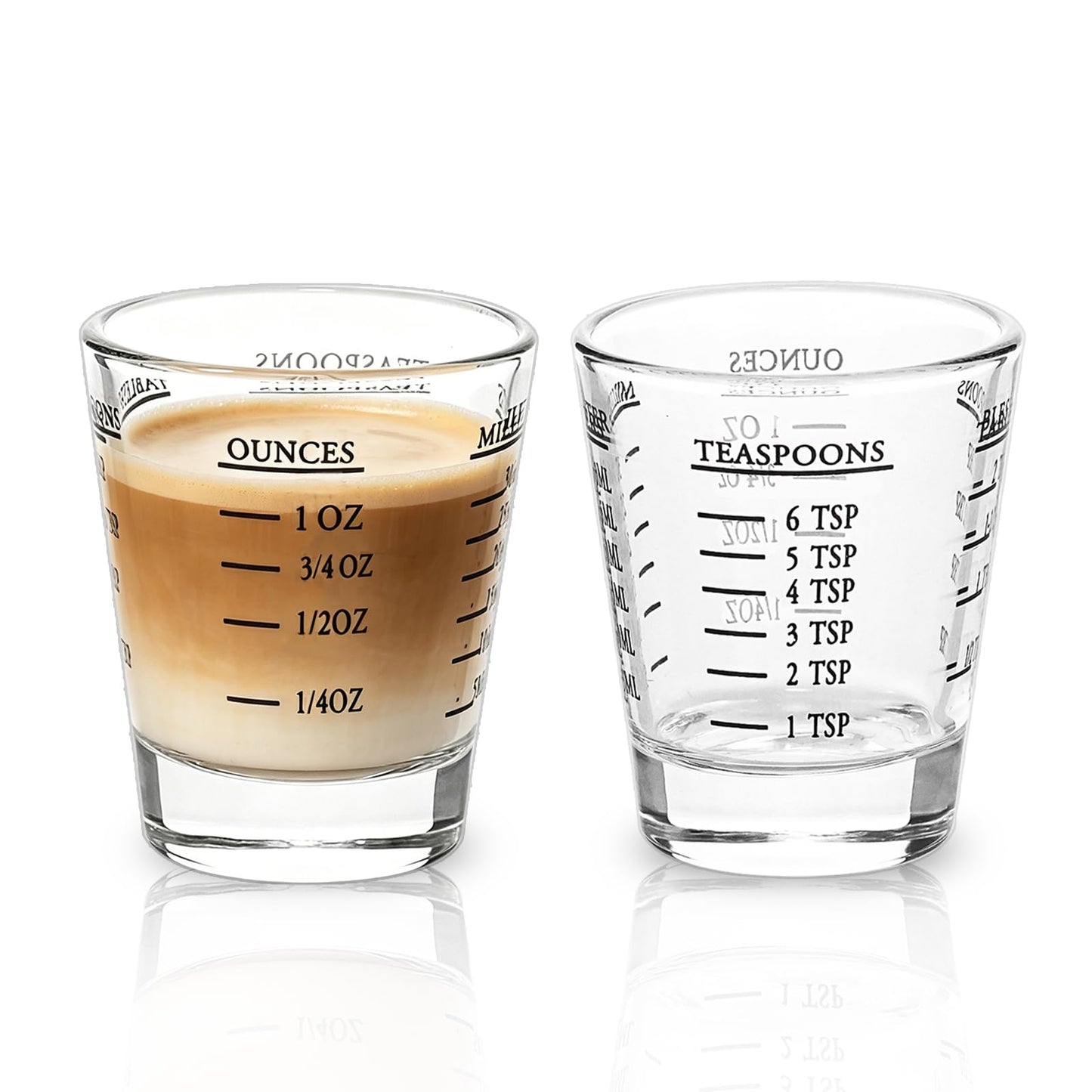 Shot Glasses Measuring cup Liquid Heavy Wine Glass Espresso Shot Glass 26-Incremental Measurement 1oz, 6 Tsp, 2 Tbs, 30ml (2 pack-black 30ml)