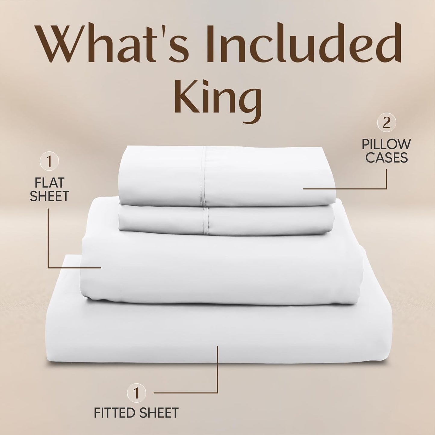 Utopia Bedding King Size Sheet Set - 4-Piece Soft Microfiber Bed Sheets, Oeko-Tex Certified | White