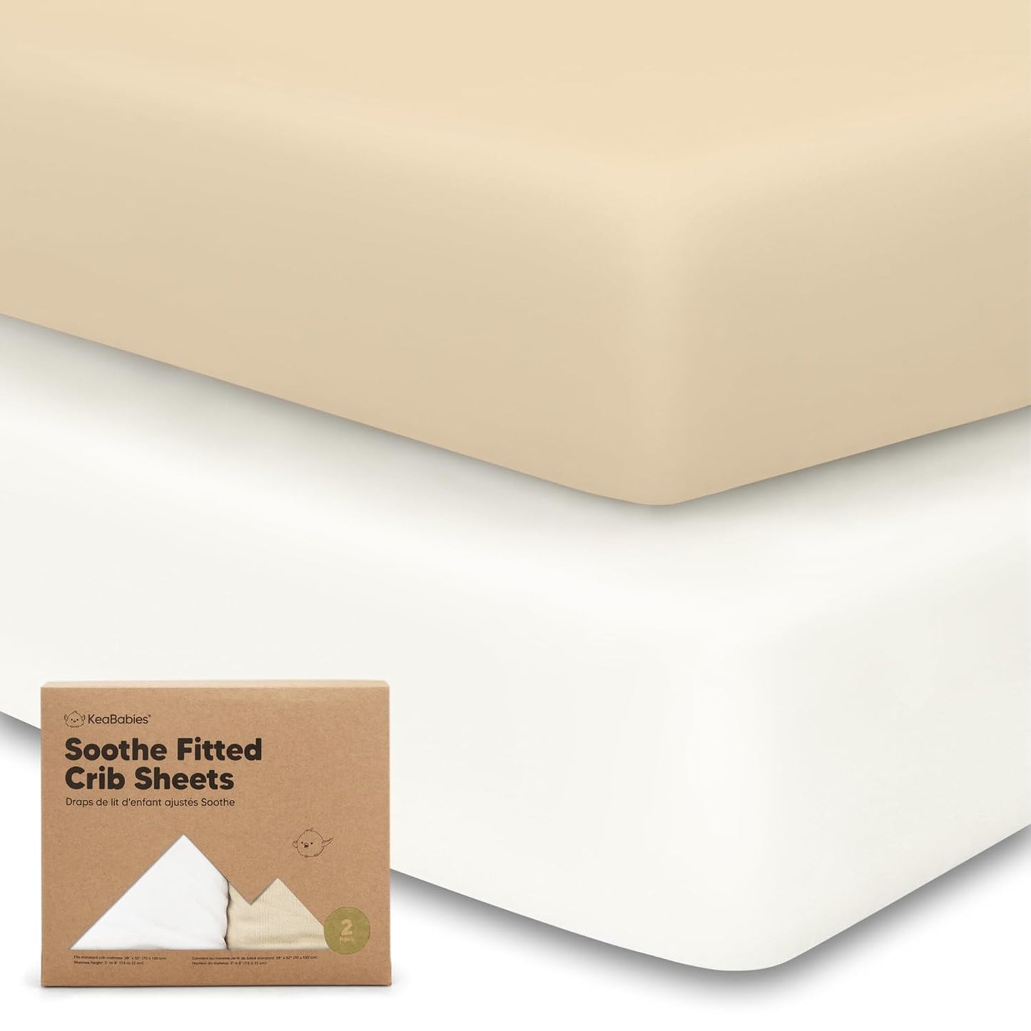 KeaBabies Organic Crib Sheets - 2-Pack Neutral Jersey Cotton Fitted Sheets | Soft & Breathable 52x28 for Baby