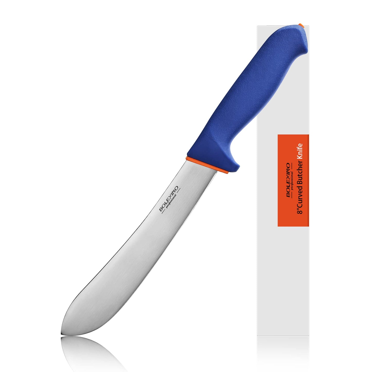 BOLEXINO 8 inch Professional Butcher Meat Knife W/Non-Slip Softgrip, Commerical-Grade Butcher Tool For Meat Cutting Trimming Deboning, Ideal For Butcher, Home Kitchen, X50CrMoV15 Stainless Steel
