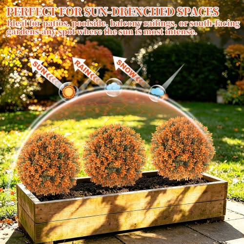 Fall Boxwood Topiary Trees - Artificial Shrubs with Ground Spike, UV-Resistant Outdoor Decor, 2 Pack