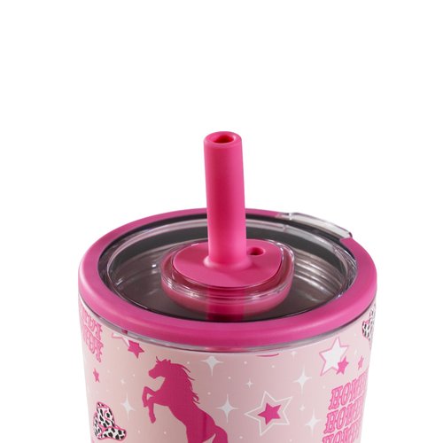 HydroJug Everyday Tumbler 14 oz – Ceramic-Lined Insulated Tumbler with Straw and Soft-Touch Lid, Cup Holder Friendly, Double-Wall Vacuum Insulation, Reusable Travel Cup – Cowgirl
