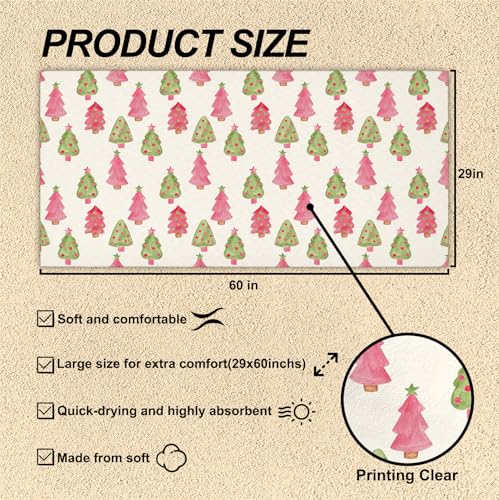 Preppy Christmas Sand Towel, Pink and Green Tree Pool Towels, Large