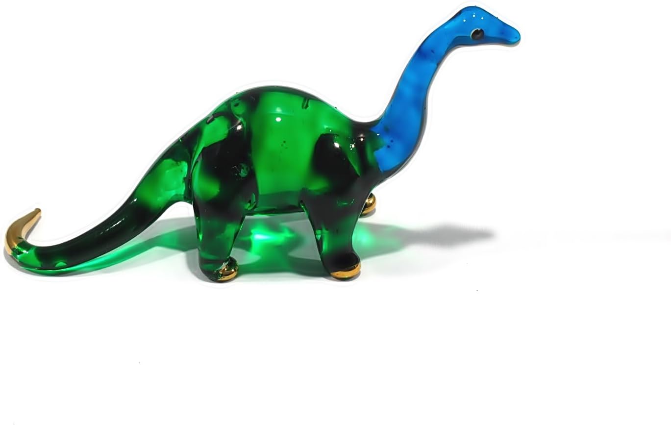 Miniature Blown Glass Brontosaurus Figurine - 2.5" Jurassic Collectible Decor
